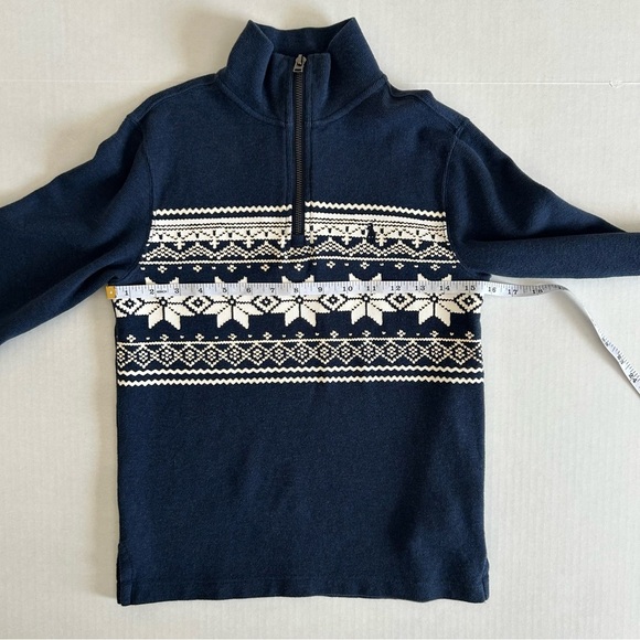 Polo Ralph Lauren Boy’s Blue Snowflake Ribbed Quarter‎ Zip Pullover Sweater M - Picture 4 of 11